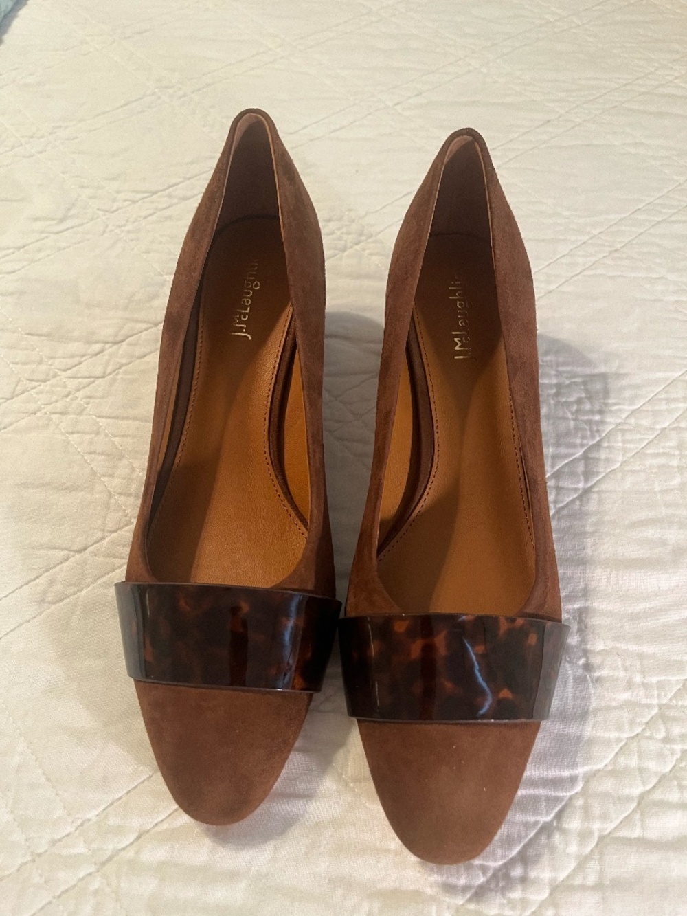 J. McLaughlin Ciara Brown Suede Tortoise Shell Heels Pumps Leather 9.5 Cocktail